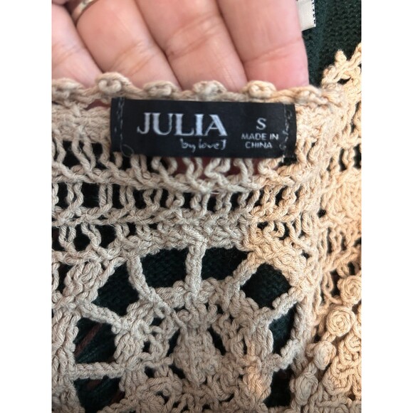 Julia By Love Beige Crochet Cropped Vest Shirt Tank Size Small Fairy Cottage - Picture 2 of 6